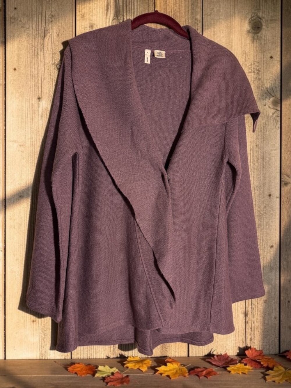 Moth (Anthropologie) Mauve/Plum Purple Open Front Draped Cardigan Jacket Sz L